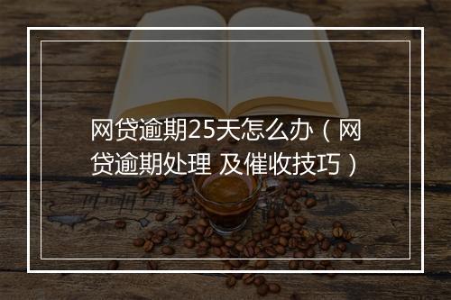 网贷逾期25天怎么办（网贷逾期处理 及催收技巧）