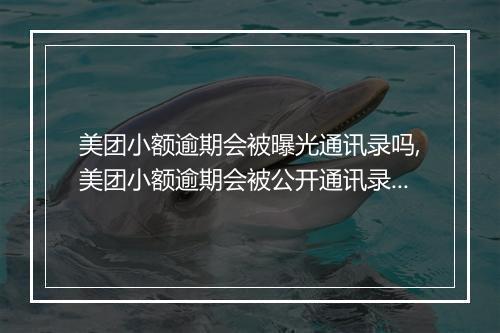 美团小额逾期会被曝光通讯录吗,美团小额逾期会被公开通讯录吗