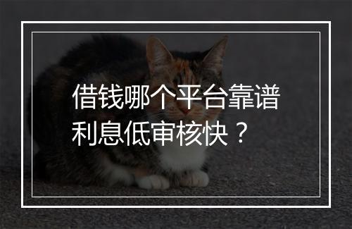 借钱哪个平台靠谱利息低审核快？