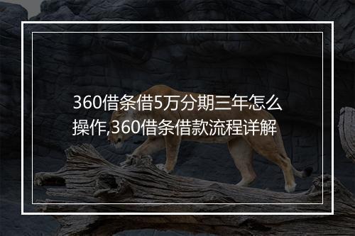 360借条借5万分期三年怎么操作,360借条借款流程详解