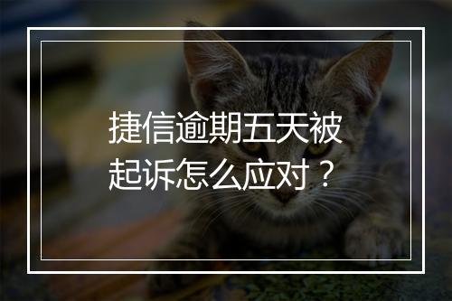 捷信逾期五天被起诉怎么应对？