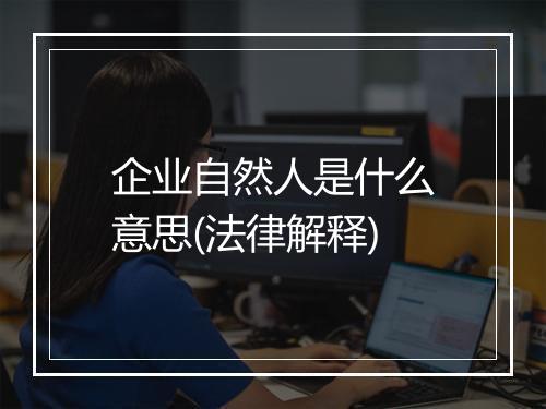 企业自然人是什么意思(法律解释)