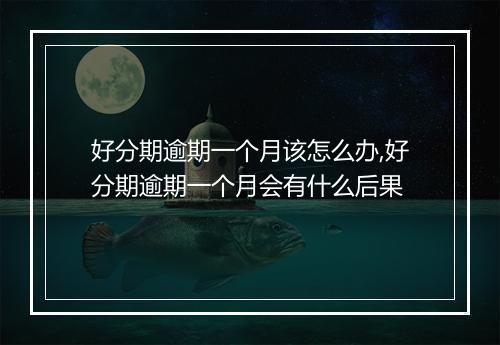 好分期逾期一个月该怎么办,好分期逾期一个月会有什么后果