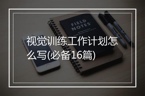 视觉训练工作计划怎么写(必备16篇)