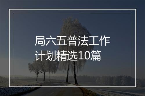 局六五普法工作计划精选10篇
