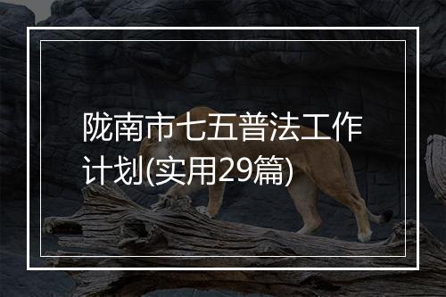 陇南市七五普法工作计划(实用29篇)
