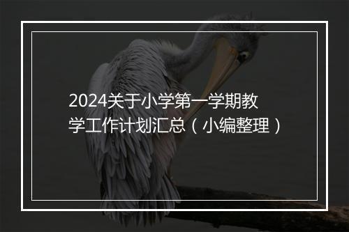 2024关于小学第一学期教学工作计划汇总（小编整理）