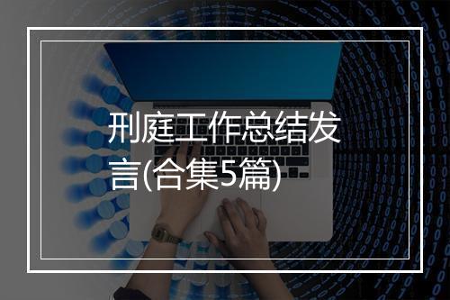 刑庭工作总结发言(合集5篇)