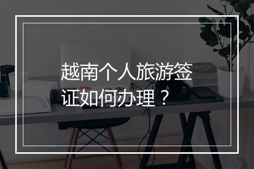 越南个人旅游签证如何办理？