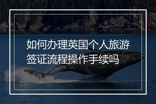 如何办理英国个人旅游签证流程操作手续吗