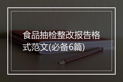 食品抽检整改报告格式范文(必备6篇)