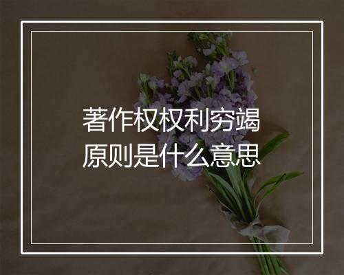 著作权权利穷竭原则是什么意思