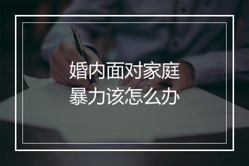 婚内面对家庭暴力该怎么办