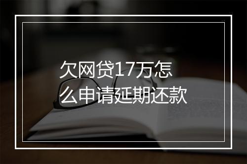 欠网贷17万怎么申请延期还款