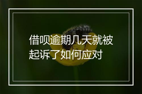 借呗逾期几天就被起诉了如何应对