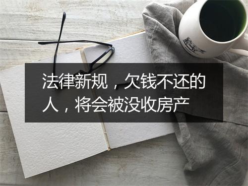 法律新规，欠钱不还的人，将会被没收房产