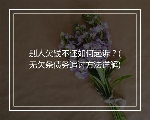 别人欠钱不还如何起诉？(无欠条债务追讨方法详解)