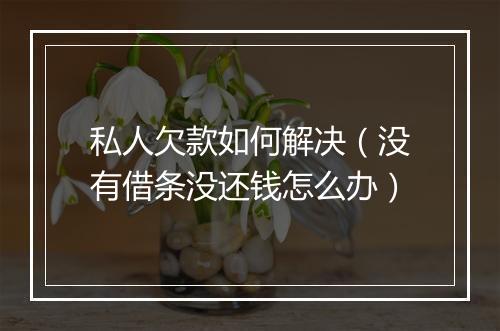 私人欠款如何解决（没有借条没还钱怎么办）