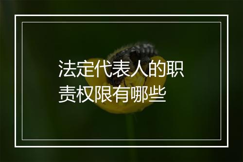 法定代表人的职责权限有哪些