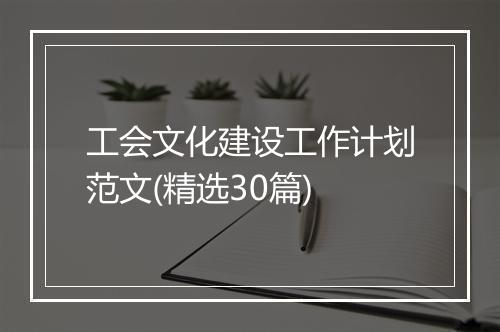 工会文化建设工作计划范文(精选30篇)