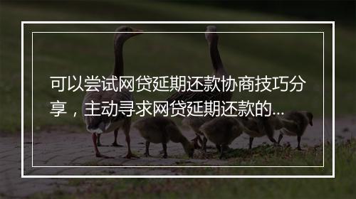 可以尝试网贷延期还款协商技巧分享，主动寻求网贷延期还款的正确方式