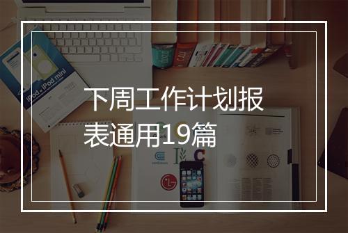 下周工作计划报表通用19篇