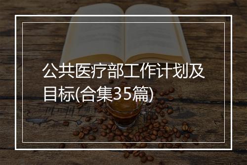 公共医疗部工作计划及目标(合集35篇)