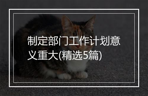 制定部门工作计划意义重大(精选5篇)