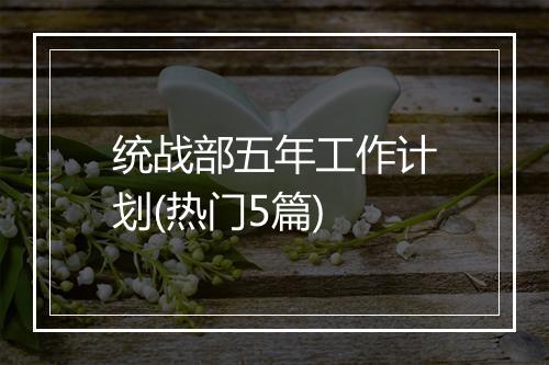 统战部五年工作计划(热门5篇)