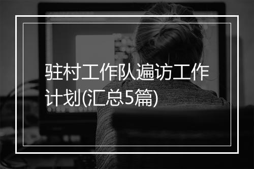 驻村工作队遍访工作计划(汇总5篇)