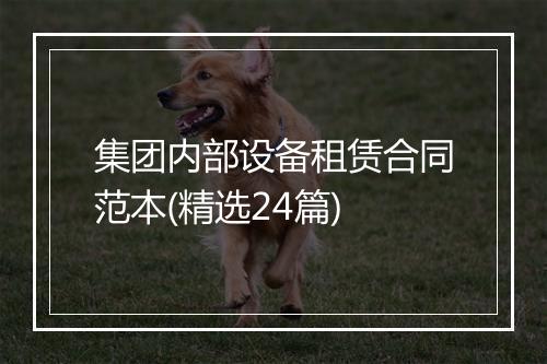 集团内部设备租赁合同范本(精选24篇)