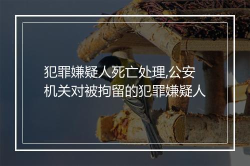 犯罪嫌疑人死亡处理,公安机关对被拘留的犯罪嫌疑人