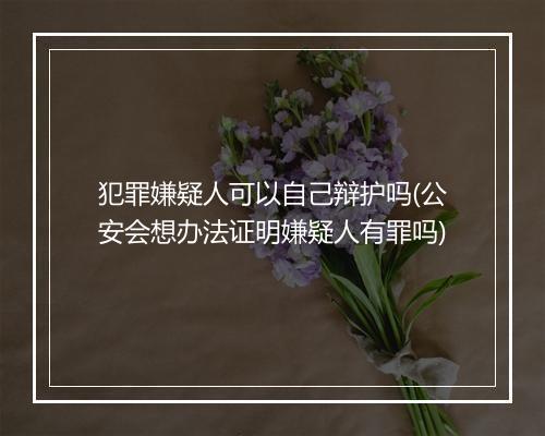 犯罪嫌疑人可以自己辩护吗(公安会想办法证明嫌疑人有罪吗)