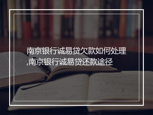 南京银行诚易贷欠款如何处理,南京银行诚易贷还款途径