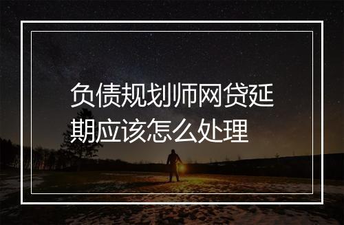 负债规划师网贷延期应该怎么处理