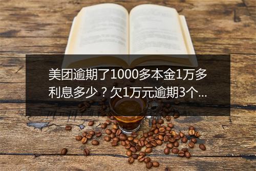 美团逾期了1000多本金1万多利息多少？欠1万元逾期3个月会被起诉吗