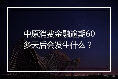 中原消费金融逾期60多天后会发生什么？
