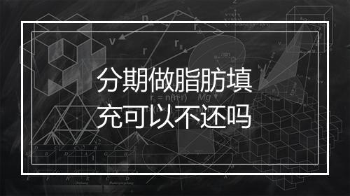 分期做脂肪填充可以不还吗