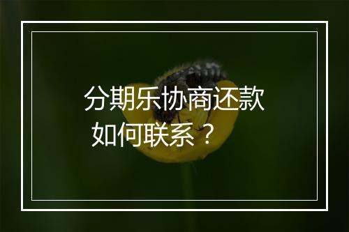 分期乐协商还款 如何联系？