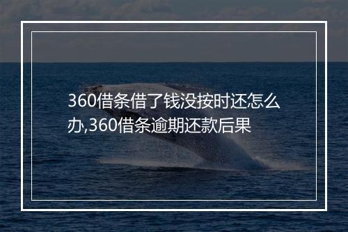 360借条借了钱没按时还怎么办,360借条逾期还款后果
