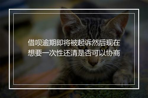 借呗逾期即将被起诉然后现在想要一次性还清是否可以协商