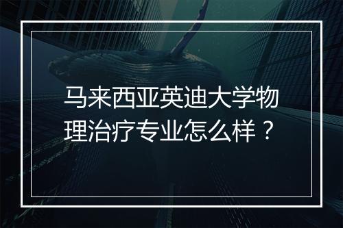马来西亚英迪大学物理治疗专业怎么样？