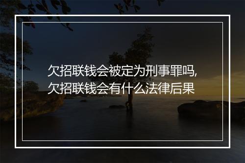 欠招联钱会被定为刑事罪吗,欠招联钱会有什么法律后果