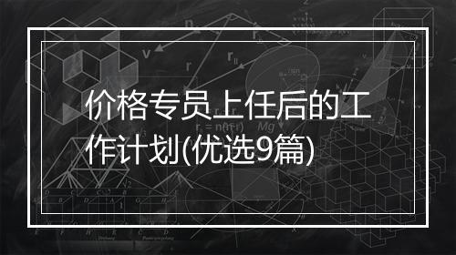 价格专员上任后的工作计划(优选9篇)
