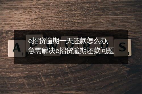 e招贷逾期一天还款怎么办,急需解决e招贷逾期还款问题