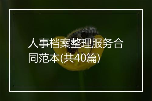 人事档案整理服务合同范本(共40篇)