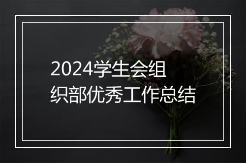 2024学生会组织部优秀工作总结