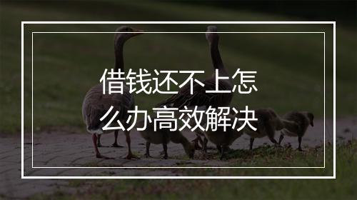 借钱还不上怎么办高效解决