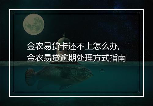 金农易贷卡还不上怎么办,金农易贷逾期处理方式指南