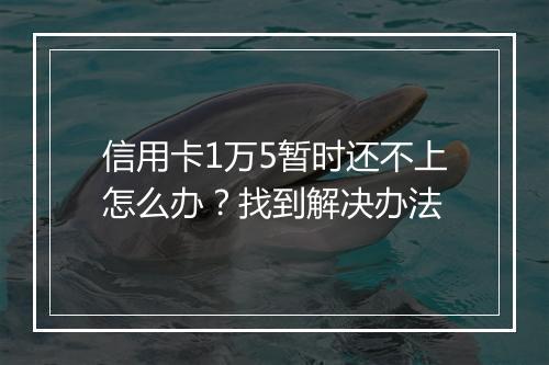 信用卡1万5暂时还不上怎么办？找到解决办法